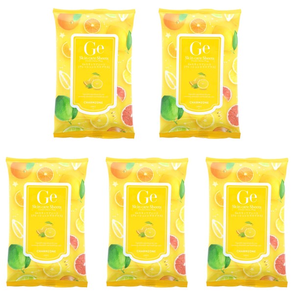 CHARMZONE Ge Skin Care Sheet, Fresh Citrus Plus, 50 Sheets (10 Sheets x 5 Pieces) Cleansing Sheet