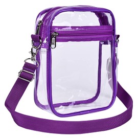 Clear Messenger Bag for Work & Business Travel for Men & Women, Stadium Approved - Transparent Cross-Body Shoulder Bag for Security & Sporting Event (Purple)