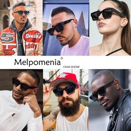 Melpomenia Square Sunglasses for Men Women Fashion Chunky Rectangle Shades UV400 Protection Sun Glasses(Black/Blue)