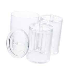 Alipis Cotton Swab Box 3 Sections Makeup Cotton Organizer Dustproof Storage Tube for Home Hotel