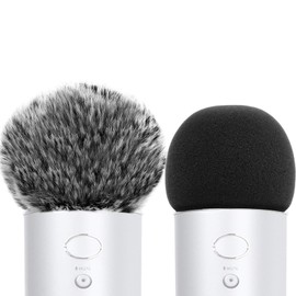 ChromLives Mic Cover Compatible with Blue Yeti, Microphone Windscreen, Foam Cover Furry Wind Muff Compatible with Blue Yeti, Yeti Pro Condenser，Combo 2Pack