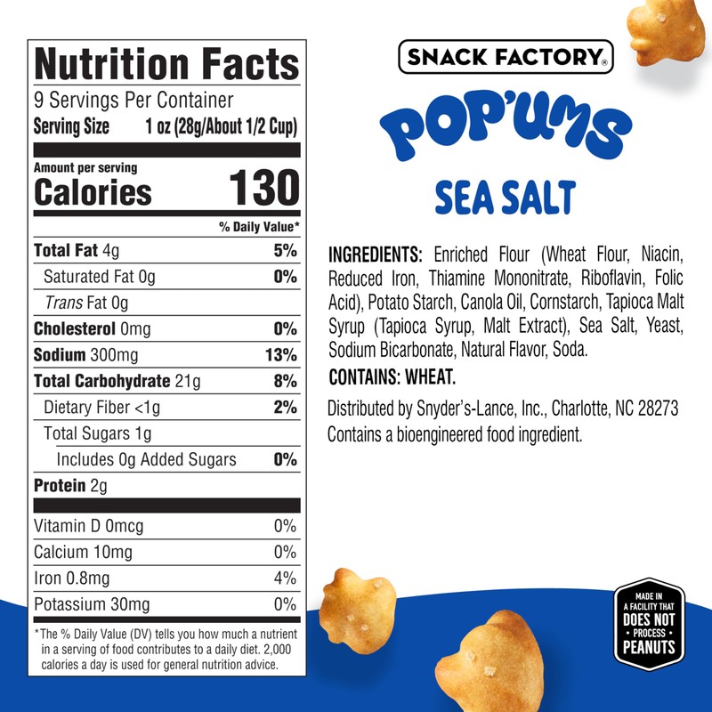 Snack Factory Pop'ums Sea Salt Pretzel Snacks, 9 Oz Bag