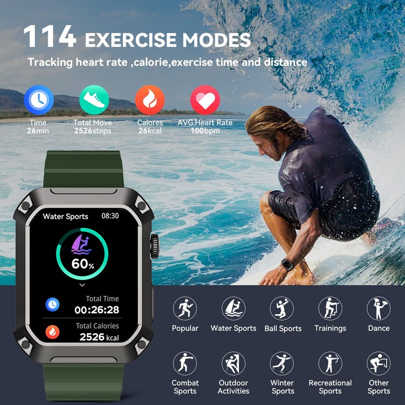 Njord Gear - Reloj inteligente militar para hombre, con Bluetooth,