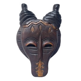 Land of Simple Treasures Wooden Tribal Mask Sculpture – African Style Tiki Wall Hanging Décor – Hand Carved Man Cave Accessory (Wolfman)