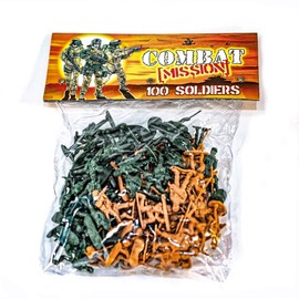 Combat Mission Plastic Toy Soldiers 100 Piece | Traditional Green and Brown Army Soldier Figures