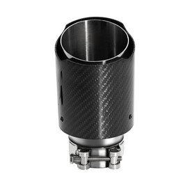 Evargc 2.5 "Inlet 3.5" Outlet Exhaust Tips Stainless Steel and Carbon Fiber 6.5" Length Tailpipe-Slant Cut-Glossy Sliver