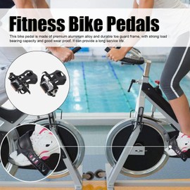 1 par de Pedales de Bicicleta Estática con Correas, Pedales de Bicicleta Estática de Aluminio con Correa Ajustable y Clip para el Dedo del Pie para Bicicleta Giratoria 9/16