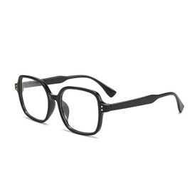Lairesen Vintage Oversized Blue Light Blocking Glasses - Square Frame, Phototropic Lenses, Large Clear Lenses, black