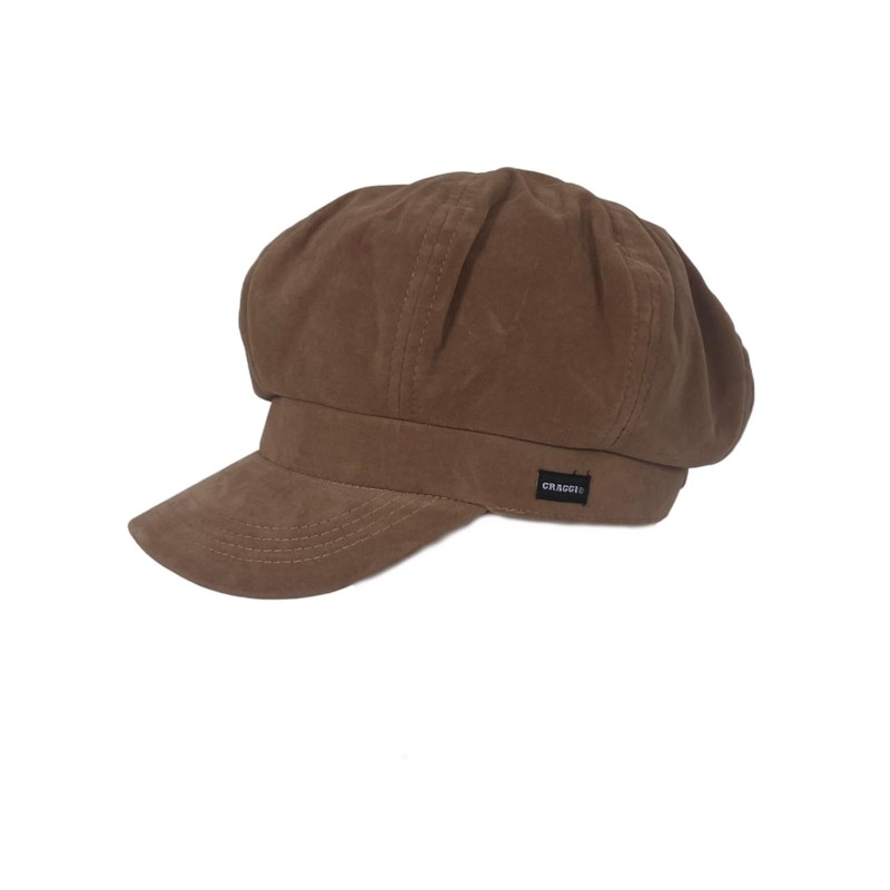 CRAGGI Baker Boy Newsboy Cap Camel Brown Velvet Women's Hat,