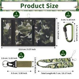 Slim Camouflage Wallet, Boys Camo Purse, Boys Triple Wallet, Canvas Outdoor Sports Wallet, Trifold Wallet with Buckle, Mini Trifold Coin Purse with Zipper, Camo Coin Purse for Teenagers Boys Girls