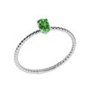 Dainty 10k White Gold Stackable Oval-Shaped Emerald Rope Engagement/Promise Ring (Size 5.5)