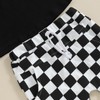 Toddler Baby Boy Girl Checkerboard Clothes Block Color Casual T-Shirt