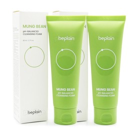 Biplain Green Bean Mildly Acidic Cleansing Foam 80mlx2 / 비플레인 녹두 약산성 클렌징폼 80mlx2개