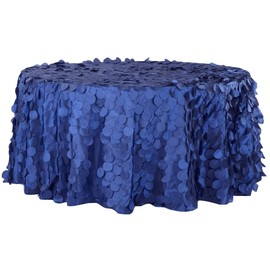 1 Pc, Petal Circle Taffeta Round 120" Tablecloth - Royal Blue for Wedding Or Event Decor