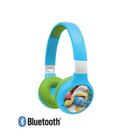 Lexibook, The Smurfs, 2-in-1 Bluetooth & Wired Headphones with Microphone and Control Buttons, Foldable and Adjustable, Long-Lasting Rechargeable Battery, Blue/Green, HPBT010SF
