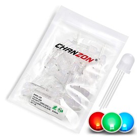 CHANZON 50 pcs 8mm RGB Multicolor Diffused LED Diode Lights Common Anode(Frosted Round 3 Color) 4 pin Bright Lighting Bulb Lamps Electronics Components Indicator Light Emitting Diodes