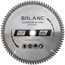 BOLANC 8-1/4 Inch 80 Tooth Aluminum Cutting TCG Circular Saw Blade with 5/8 Inch Arbor