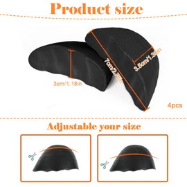 4-Pack Shoe Filler Inserts for Loose Shoes,Insoles to Make Shoes Smaller, Toe Cushion Shoe Size Reducers for Women & Men, Fits High Heels & Flats (Black, Round)