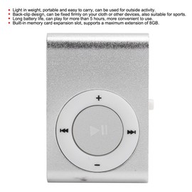 MP3 Music Player Set, 2pcs Portable Aluminum Alloy Digital Music Media Player Mini MP3 Back Clip Player with Earphone and USB Cable