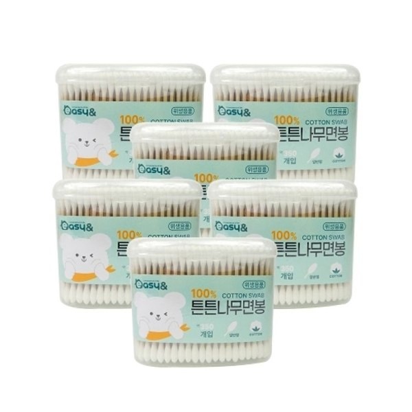 Sterile cotton swabs (350P) - 6 cylindrical cotton swabs for