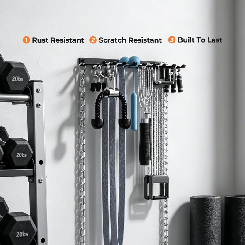 Home Gym Equipment Storage Rack Wall Mount,Cable Attachments,Lifting Belts