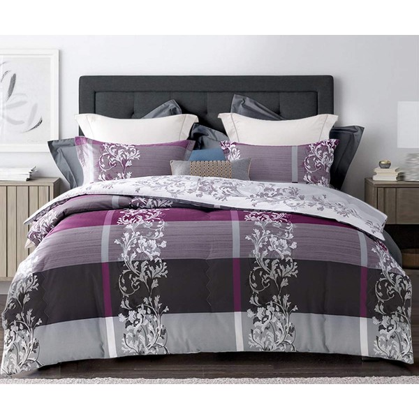 SLEEPBELLA Comforter King Size, 600 Thread Count Cotton Grey Paisley