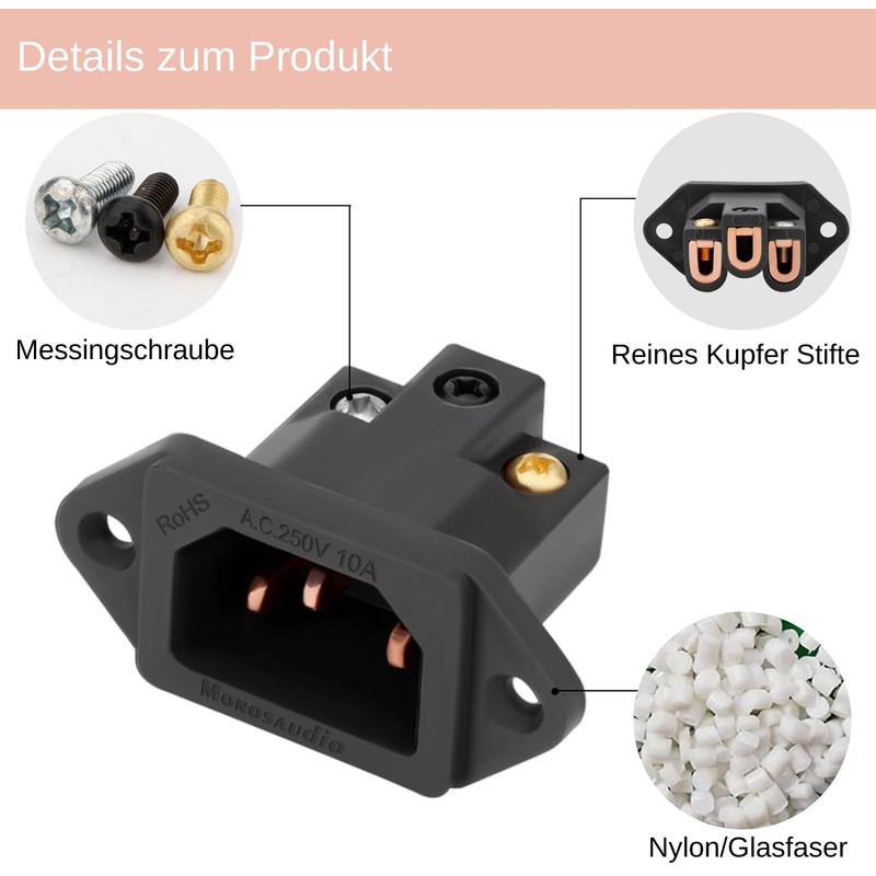 Monosaudio IB70(C) Pure Copper IEC Socket AC 10A 250V Audiophile