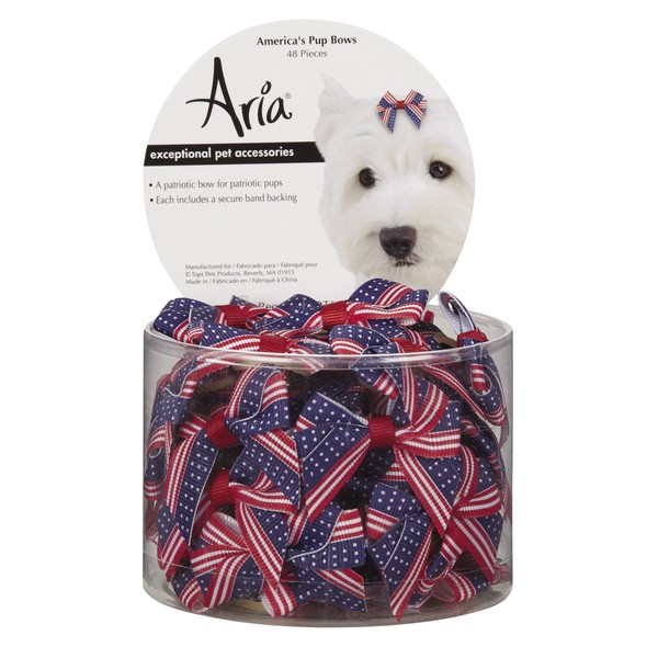 Aria America's Pup Bows for Dogs, 48-Piece Canisters