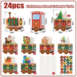 BOFUNX Advent Calendar for Filling, Small Train Set, 24 Pieces Gift Box with 1-24 Numbers Stickers for Advent Calendar, Christmas Calendar Gift
