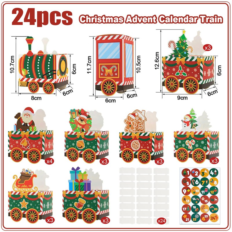 BOFUNX Advent Calendar for Filling, Small Train Set, 24 Pieces