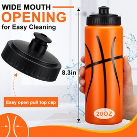 Yaomiao 2 Pcs Basketball Water Bottle for Boys 20 oz Basketball Accessories Water Bottle Reusable BPA Free Squeeze Water Bottles Basketball Stuff for Boys Girls School Sports Party Gifts