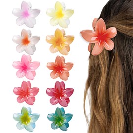 TTPSRY 10 Pcs Flower Hair Clip Nonslip Flower Claw Clips Strong Hold Hawaiian Claw Clip for Medium Thick Hair Hair Claw Clips for Women and Girls