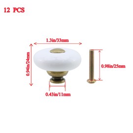 Tsnamay 1.3 Inch 12 Pcs White with Gold Dots Round Vintage Ceramic Drawer Knobs with Screws for Dresser Kitchen Cabinet Pulls