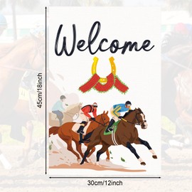 Kentucky Derby Garden Flag, 18x12 Inch Horse Racing Welcome Yard Flag Double Sided Run for The Roses Racing Churchill Downs Theme Party Decorations for Outdoor Lawn Patio Decor Supplies