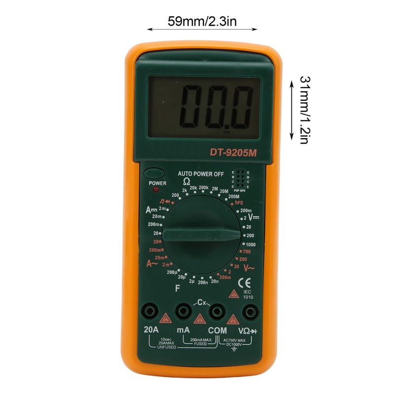 DT‑9205M LCD Large Screen Digital Multimeter Handheld Voltmeter Ohmmeter Ammeter