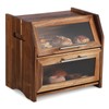 Double Layer Bread Box – Acacia Wood Bread Bin with