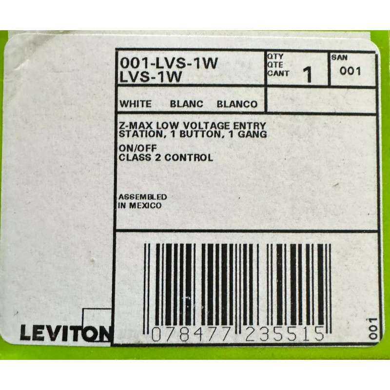 Leviton Low Voltage, Push Button, Light Switch, LVS-1W, 1 Button,
