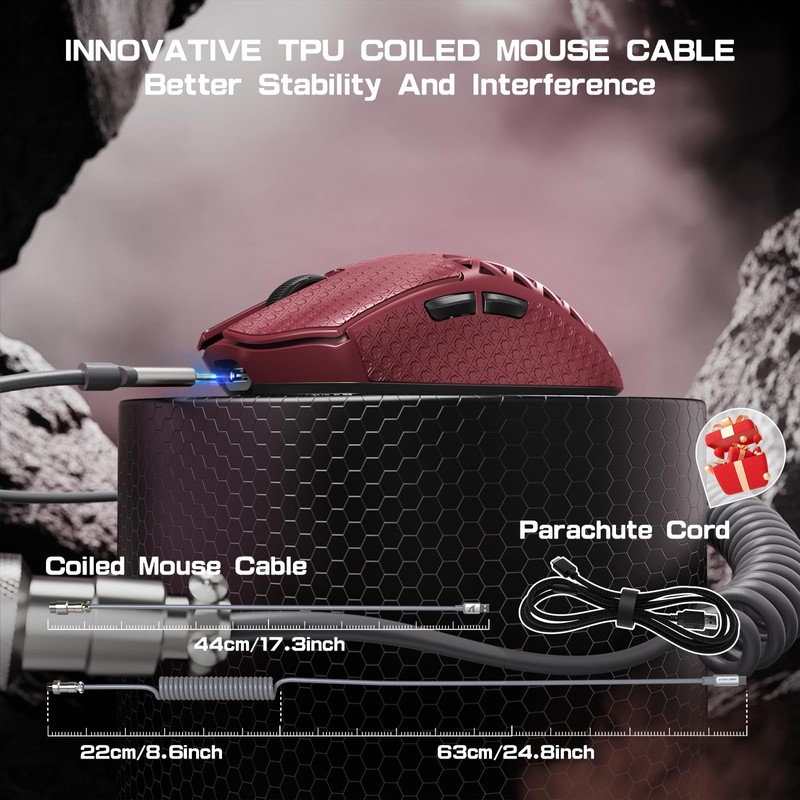 ATTACK SHARK R5 Ultra Wired Gaming Mouse 39g Ultra-Light,Carbon Fiber