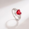 CERSLIMO Silver Rings for Women - Garnet Diamond Heart Rings,