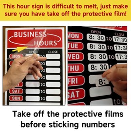 Business Hours Sign,Hours of Operation Signs for Business,Open Sign with Hours,Changeable Store Hours Sign,Ideal Signs for Any Business,Store or Office（8"x 12",Aluminum-Black&Red）