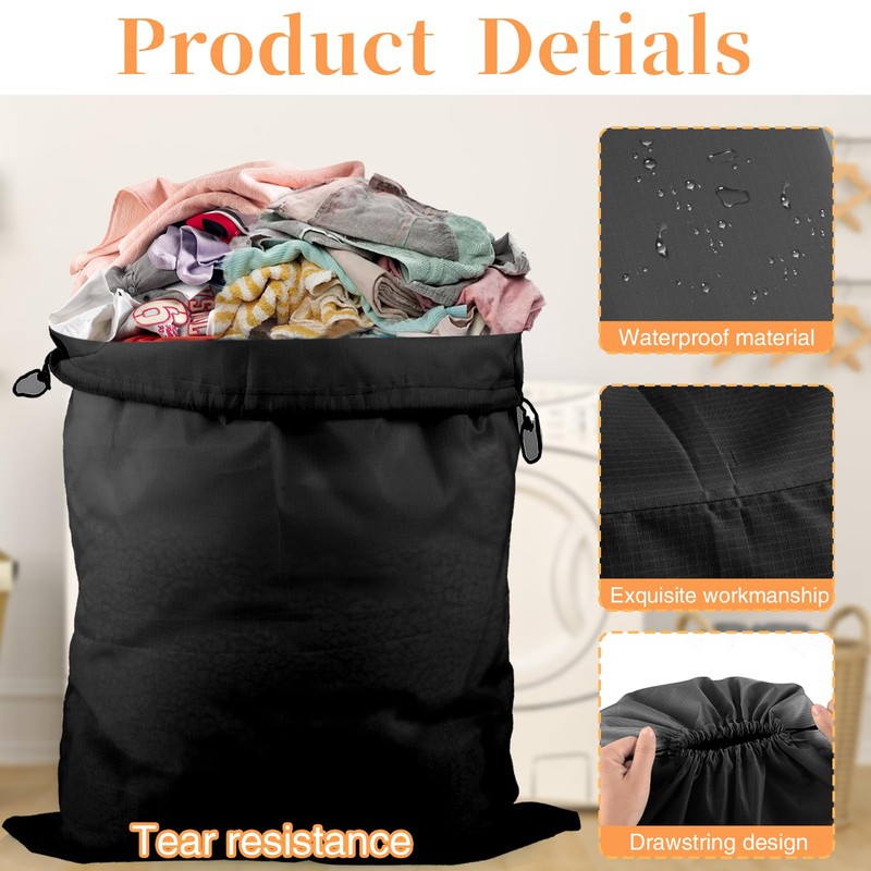 Large Laundry Bag,2 Pack Waterproof Travel Laundry Bag,Foldable Dirty Clothes