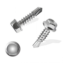 HXJDAM Trapezoidal Sheet Metal Screws Self-Tapping Screws M4.8 x 19 mm 410 Stainless Steel Self Tapping Screws Hexagonal Screws Drilling Screws Stainless Steel Metal Roofing Screws Pack of 150