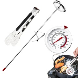 cersaty® 1 Piece 0-300° Frying Thermometer, Stainless Steel Cooking Thermometer, Analogue Meat Thermometer with 1 Food Clip for Frying, Cooking Food