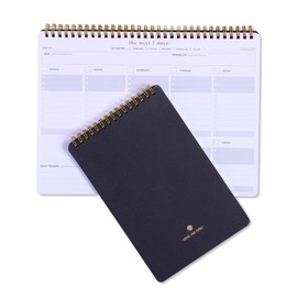 Meeting Notebook & Undated Weekly Planner Productivity Notepad Bundle-Minimalist Top Spiral To-Do List To Tackle Your Daily Tasks, Goals, Priority-Phone Call Log Book for Office-2 Pack