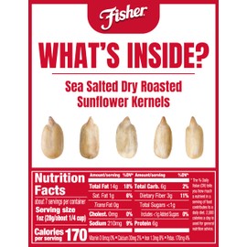 Fisher Sunflower Kernel Seed, 7.25 Ounce - Dry Roasted with Sea Salt, Gluten-Free, No Sugar, Versatile Uses as a Snack or in Salads, Yogurt, Baking