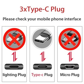 USB C Splitter Kabel, 2 in 1 USB C Ladegerät Datenkabel,GELRHONR USB-C-Stecker auf 3 Typ-C-Stecker, Nylon-geflochtenes Ladekabel, 5 A Schnellladung (1,2 m)