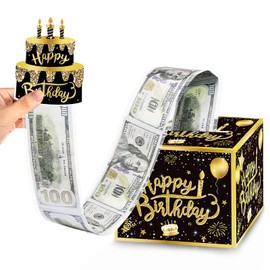 Money Box for Birthday Gifts, Cash Box for Birthday Money Pull Box, 18th Birthday Gifts for Girls and Men Birthday Gift Ideas, Black and Blue Birthday Gift Gifts for Men Unique