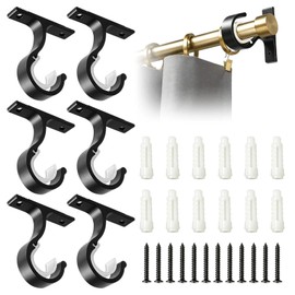 YIFKJYLF 6 Pcs Curtain Pole Brackets, Heavy Duty Curtain Rod Bracket