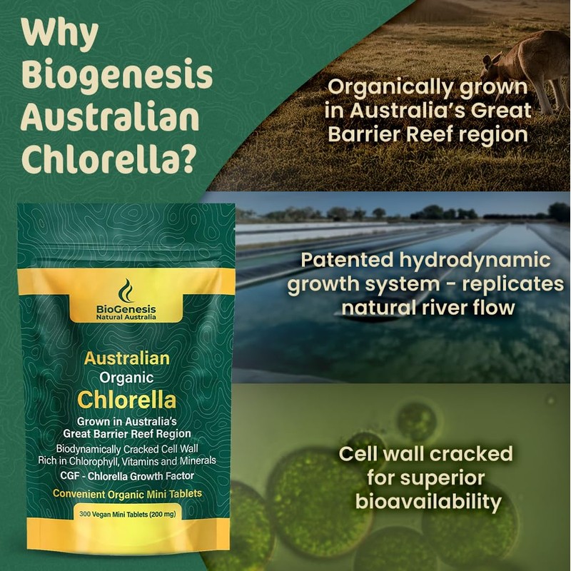 Biogenesis Organic Chlorella Mini Tablets – 300 Count (200mg) |