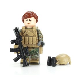 Battle Brick Season 1 Collectible Female Army Combat Soldier | Genuine Military Minifig | Printed Camo | 1.6 Inches Tall | Packaged in The USA | Great Gift